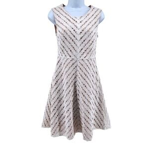 BCBG‎ MAXAZRIA Dress Womens 4 Beige Lace Overlay Sleeveless A-Line Cocktail